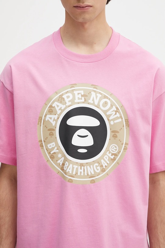 AAPE t-shirt bawełniany Basic różowy AAPTEM1638XXO