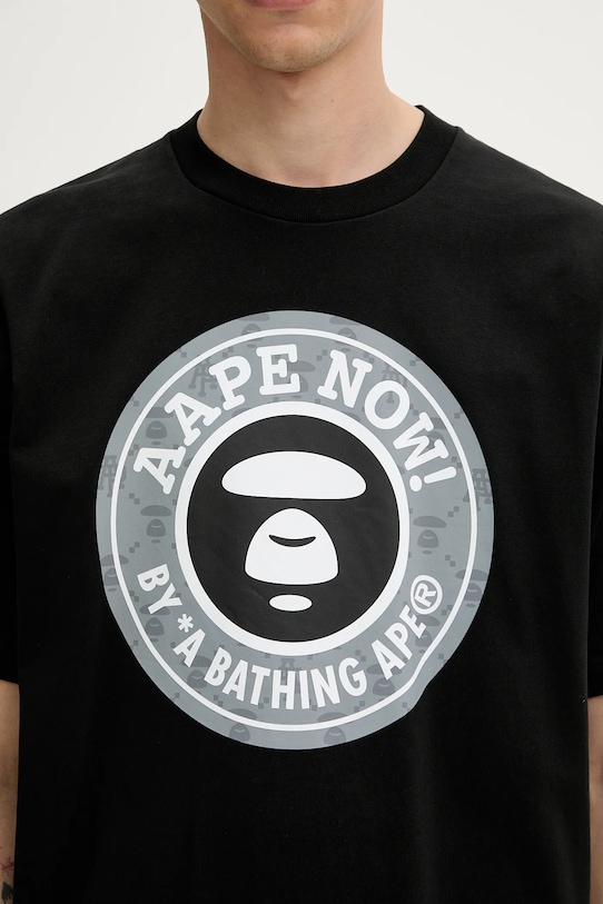 AAPE t-shirt bawełniany Basic czarny AAPTEM1638XXO