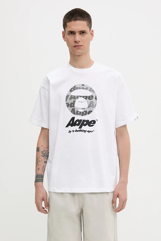 Хлопковая футболка AAPE Basic печать белый AAPTEM1639XXO