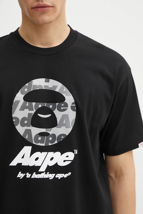 Бавовняна футболка AAPE Basic чорний AAPTEM1639XXO