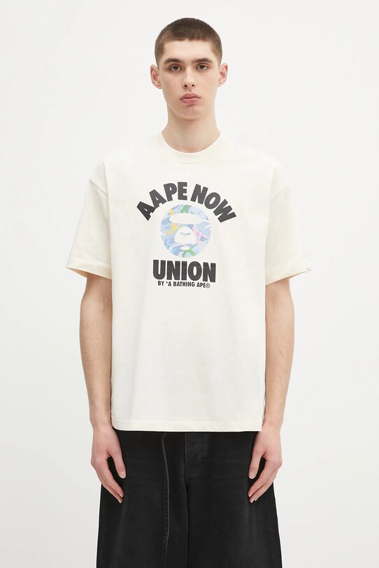 Памучна тениска AAPE Basic свободна бежов AAPTEM1643XXO