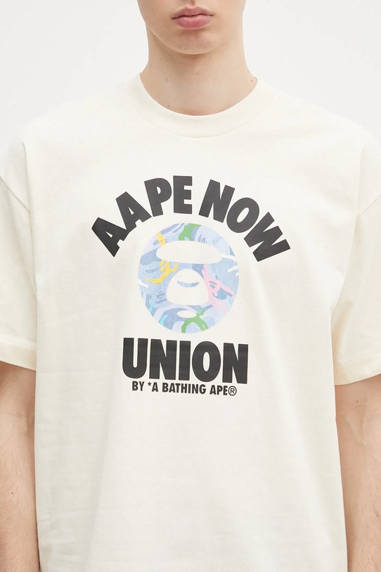Памучна тениска AAPE Basic бежов AAPTEM1643XXO