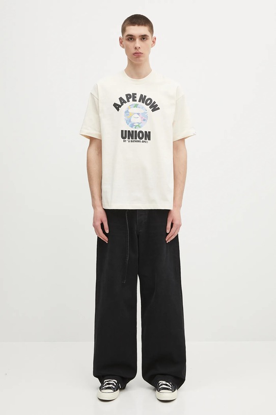 Памучна тениска AAPE Basic AAPTEM1643XXO бежов