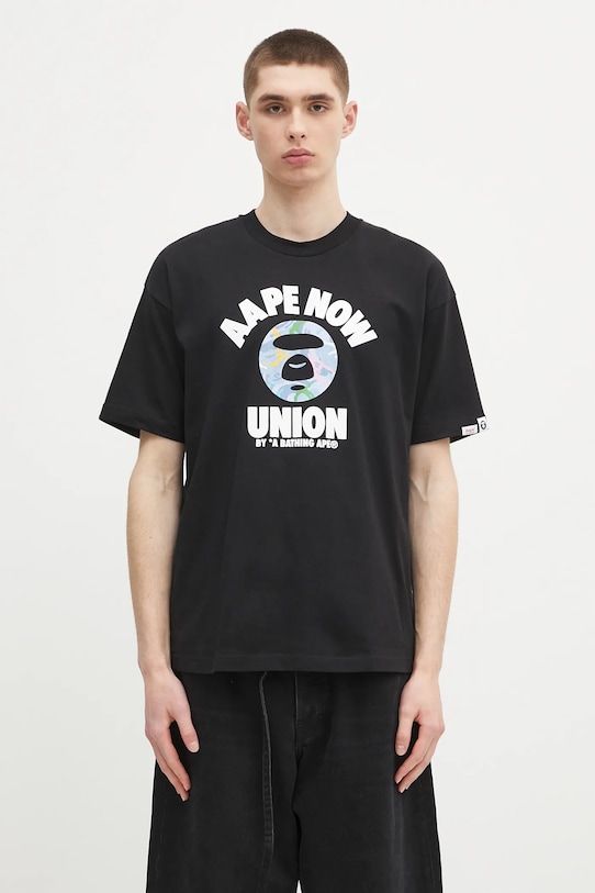 Хлопковая футболка AAPE Basic печать чёрный AAPTEM1643XXO