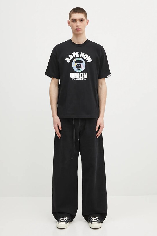 AAPE t-shirt bawełniany Basic AAPTEM1643XXO czarny
