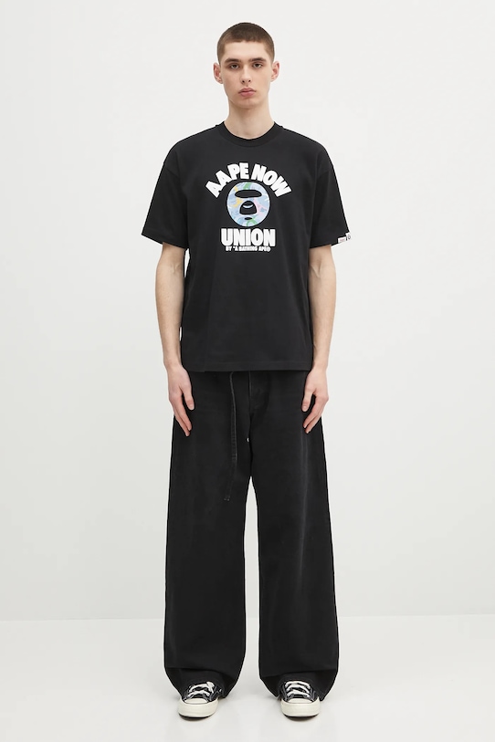 Хлопковая футболка AAPE Basic AAPTEM1643XXO чёрный
