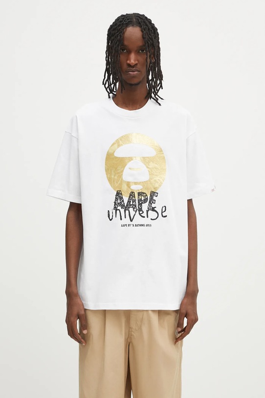 Бавовняна футболка AAPE Basic бавовна білий AAPTEM1648XXO