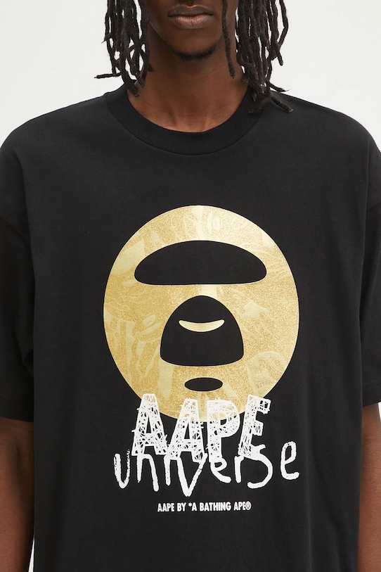 Хлопковая футболка AAPE Basic чёрный AAPTEM1648XXO