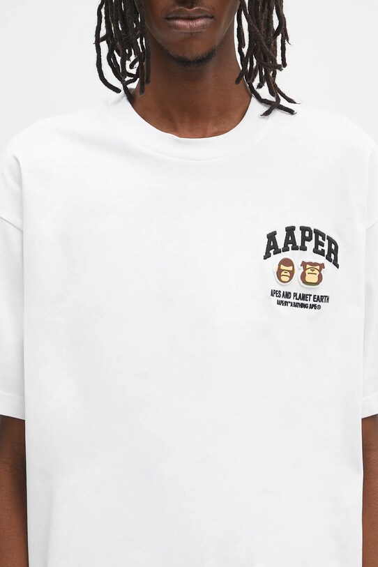 Памучна тениска AAPE Basic Aaper бял AAPTEM1611XXO