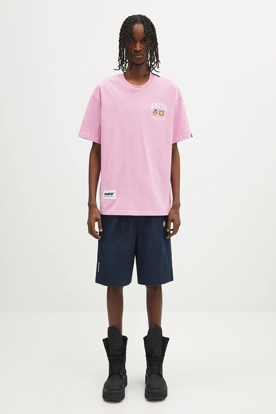 Памучна тениска AAPE Basic Aaper AAPTEM1611XXO розов