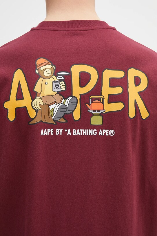 AAPE tricou din bumbac Theme Aaper burgundia AAPTEM1617XXO