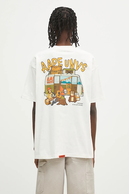 Îmbrăcăminte AAPE tricou din bumbac Theme Aaper AAPTEM1616XXO bej