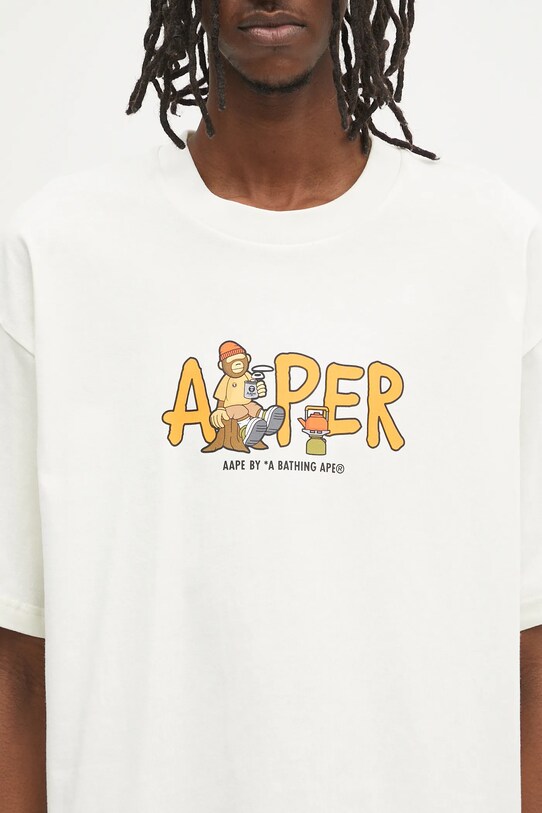 Bavlnené tričko AAPE Theme Aaper béžová AAPTEM1616XXO