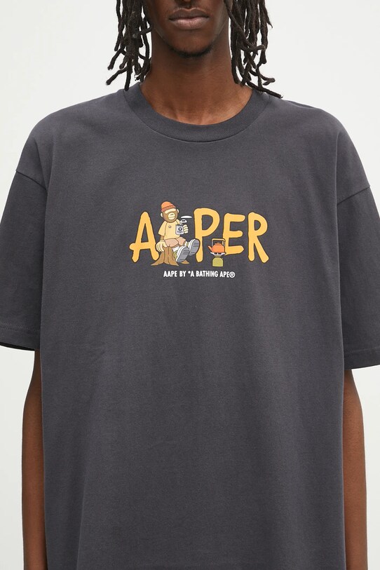 AAPE t-shirt bawełniany Theme Aaper szary AAPTEM1616XXO