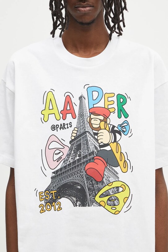 Памучна тениска AAPE Theme Aaper бял AAPTEM1613XXO