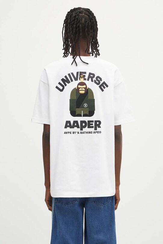 Oblečení Bavlněné tričko AAPE Basic Aaper AAPTEM1675XXO bílá