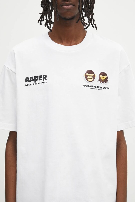 Bavlněné tričko AAPE Basic Aaper bílá AAPTEM1675XXO