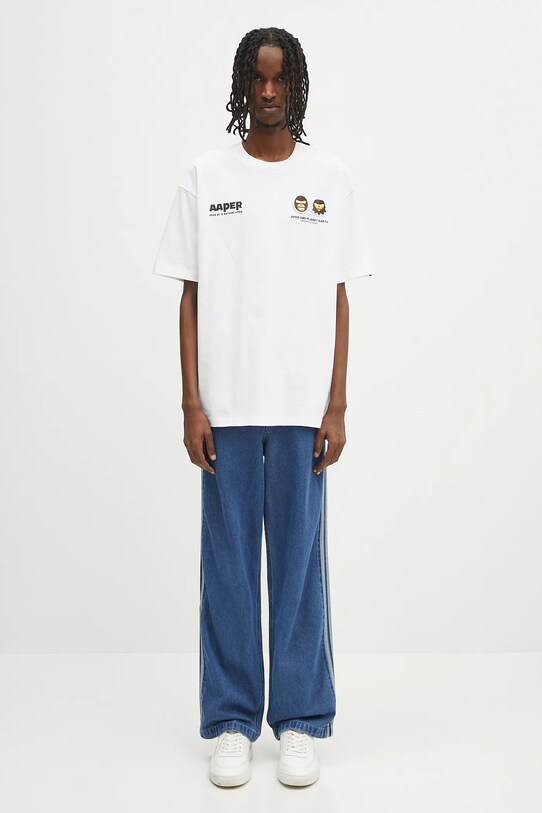 Bavlněné tričko AAPE Basic Aaper AAPTEM1675XXO bílá