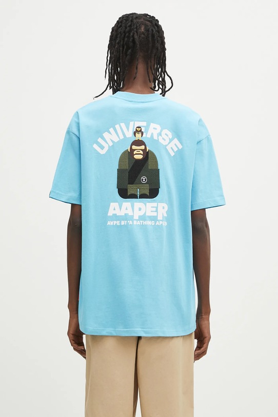 Ρούχα Βαμβακερό μπλουζάκι AAPE Basic Aaper AAPTEM1675XXO μπλε