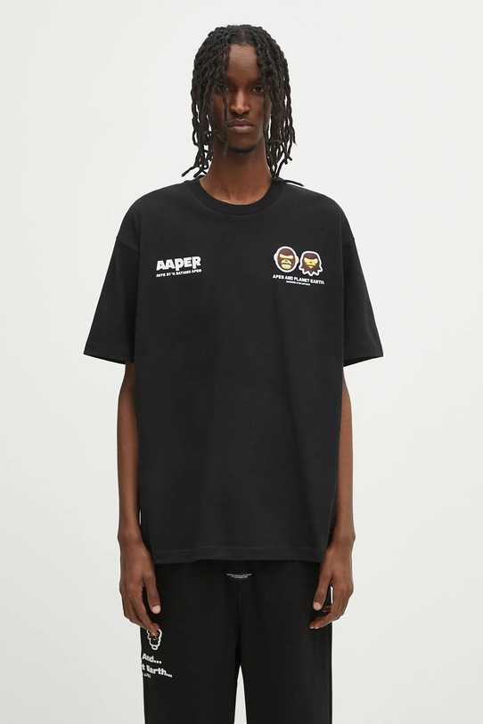 Хлопковая футболка AAPE Basic Aaper хлопок чёрный AAPTEM1675XXO