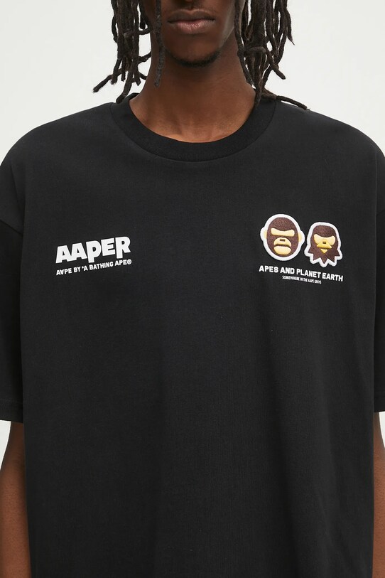 Хлопковая футболка AAPE Basic Aaper чёрный AAPTEM1675XXO