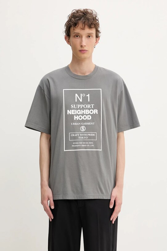 NEIGHBORHOOD tricou din bumbac Nh . Tee Ss-15 print gri 251PCNH.ST15