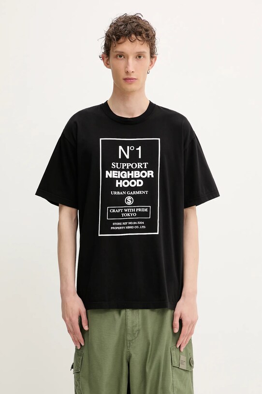 NEIGHBORHOOD t-shirt bawełniany Nh . Tee Ss-15 nadruk czarny 251PCNH.ST15