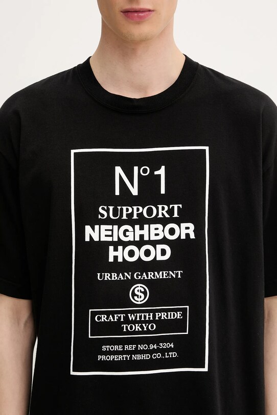 NEIGHBORHOOD t-shirt bawełniany Nh . Tee Ss-15 czarny 251PCNH.ST15