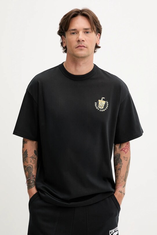 Converse tricou din bumbac print negru 10027736.A01