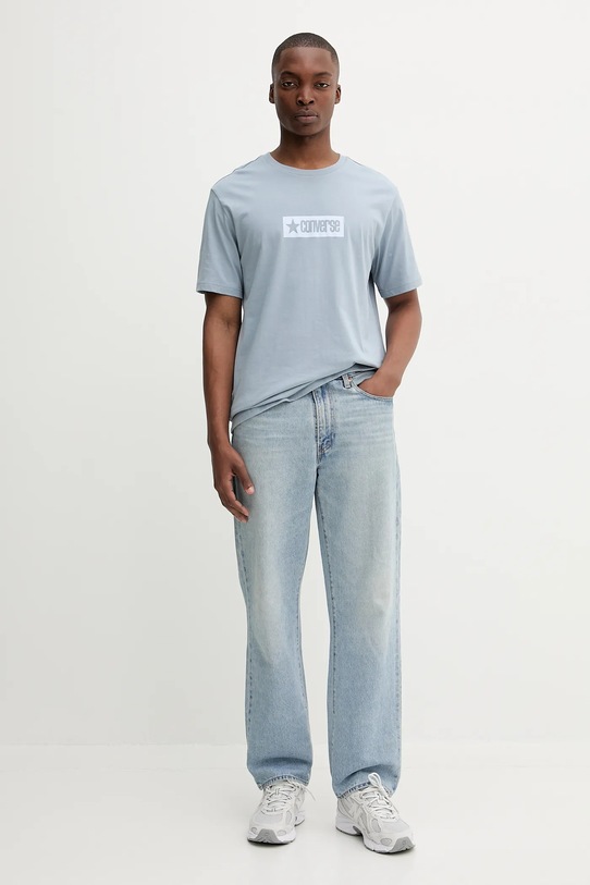 Converse t-shirt bawełniany 10027995.A06 niebieski SS25