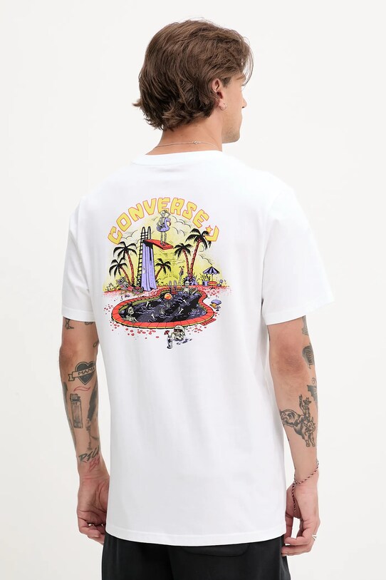 Îmbrăcăminte Converse tricou din bumbac 10027726.A02 alb