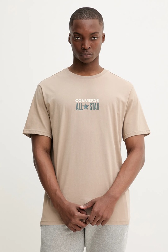 Converse t-shirt bawełniany nadruk beżowy 10028551.A05
