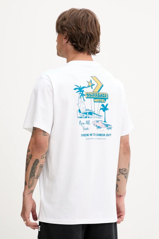 Îmbrăcăminte Converse tricou din bumbac 10027725.A01 alb