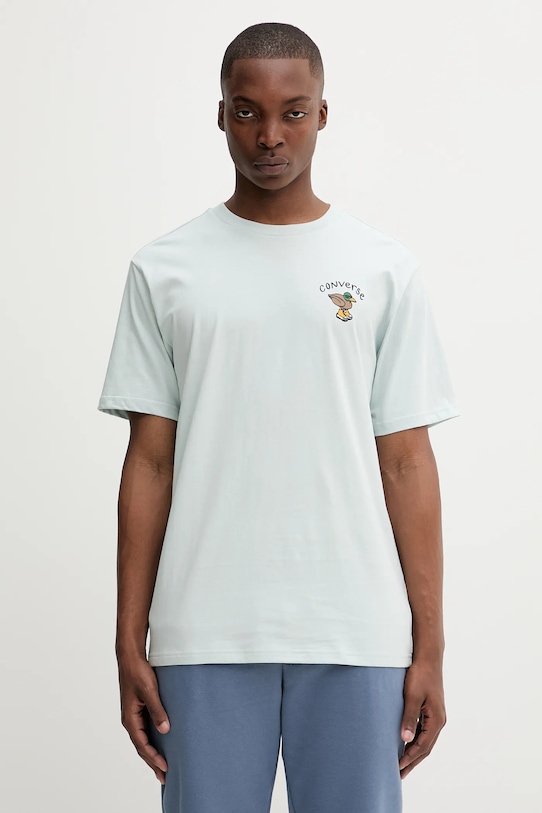 Odzież Converse t-shirt bawełniany 10027716.A03 turkusowy