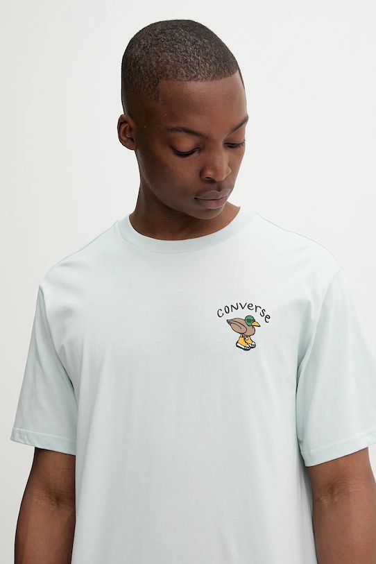 Converse t-shirt bawełniany turkusowy 10027716.A03
