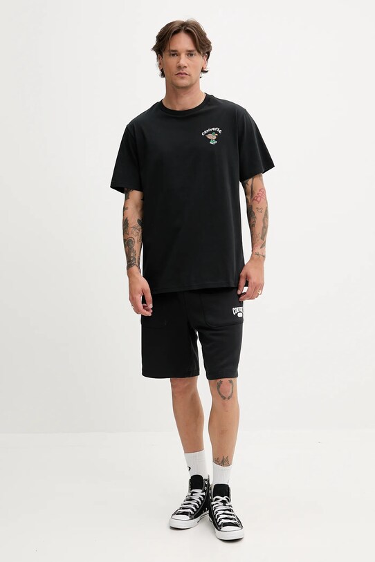 Converse tricou din bumbac 10027716.A01 negru SS25