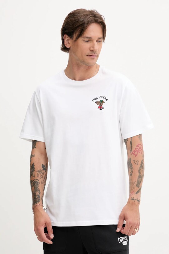 Converse tricou din bumbac print alb 10027716.A02
