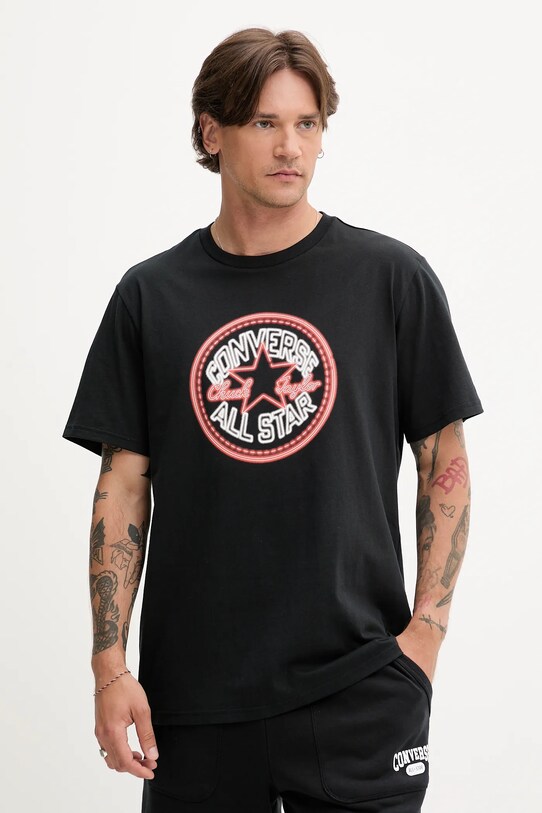 Converse tricou din bumbac print negru 10027722.A01