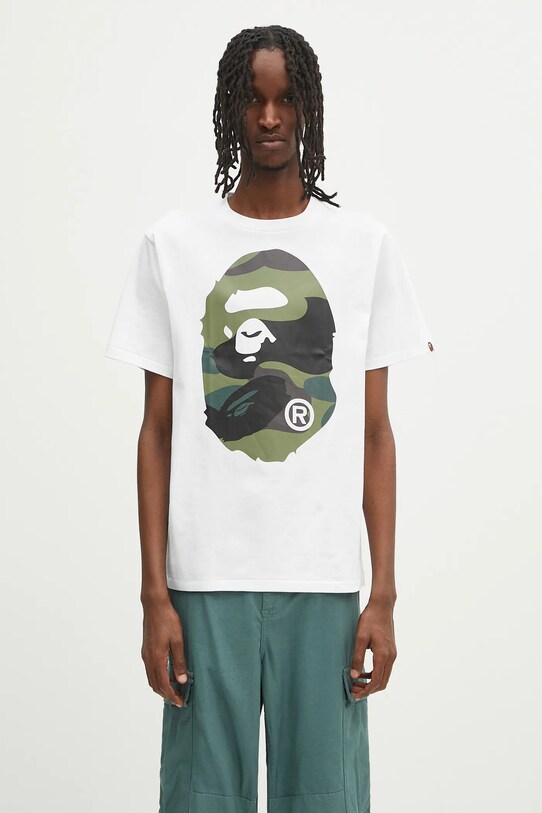 Хлопковая футболка A Bathing Ape Giant 1St Camo Big Ape Head узор белый 1L30110015