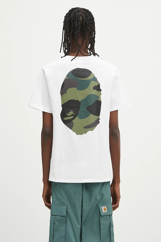 Одежда Хлопковая футболка A Bathing Ape Giant 1St Camo Big Ape Head 1L30110015 белый