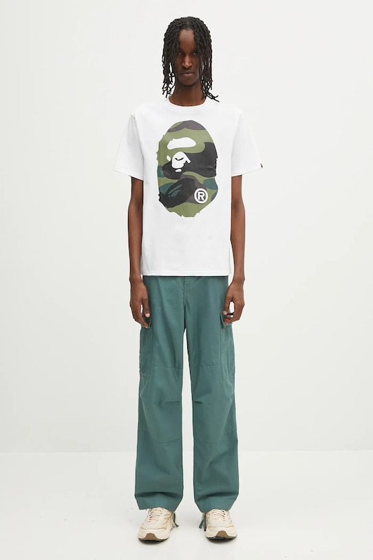 Хлопковая футболка A Bathing Ape Giant 1St Camo Big Ape Head 1L30110015 белый