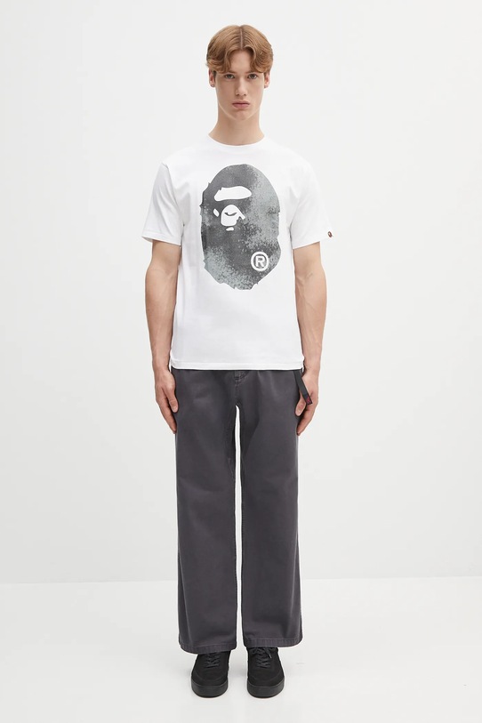 A Bathing Ape cotton t-shirt High Tone Bleach Big Ape Head 1L30110045 white