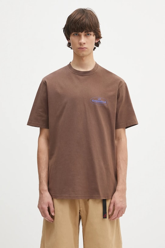 Хлопковая футболка Gramicci Climbing Equipment Tee печать коричневый G5SU.T165