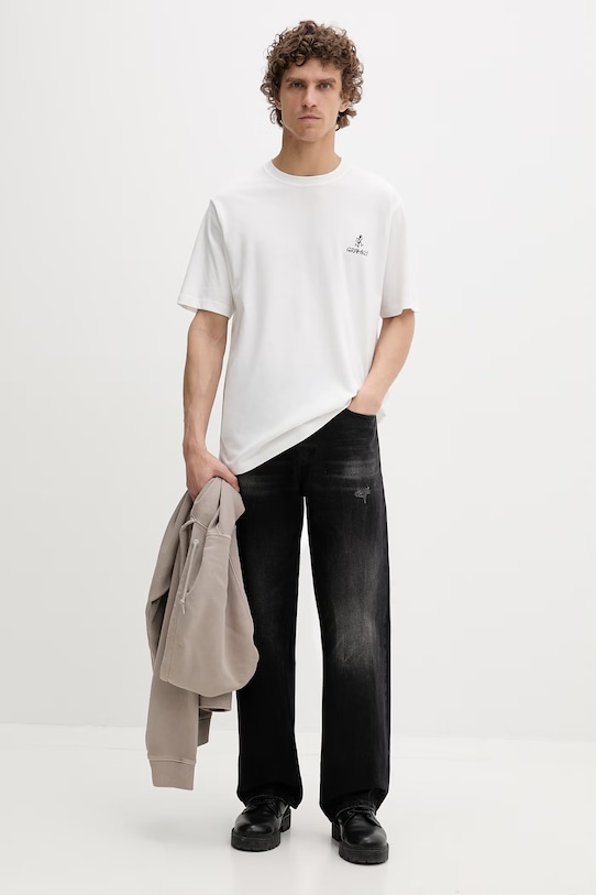 Gramicci t-shirt da uomo con cotone One Point Logo Tee G4SU.T096 beige AW25