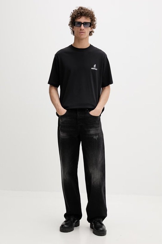 Gramicci t-shirt ανδρικό βαμβακερό One Point Logo Tee G4SU.T096 μαύρο AW25