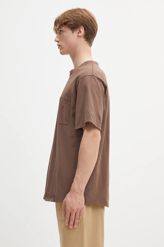 Βαμβακερό μπλουζάκι Gramicci One Point Tee Pigment Dyed G304.OGJ.PG καφέ SS25