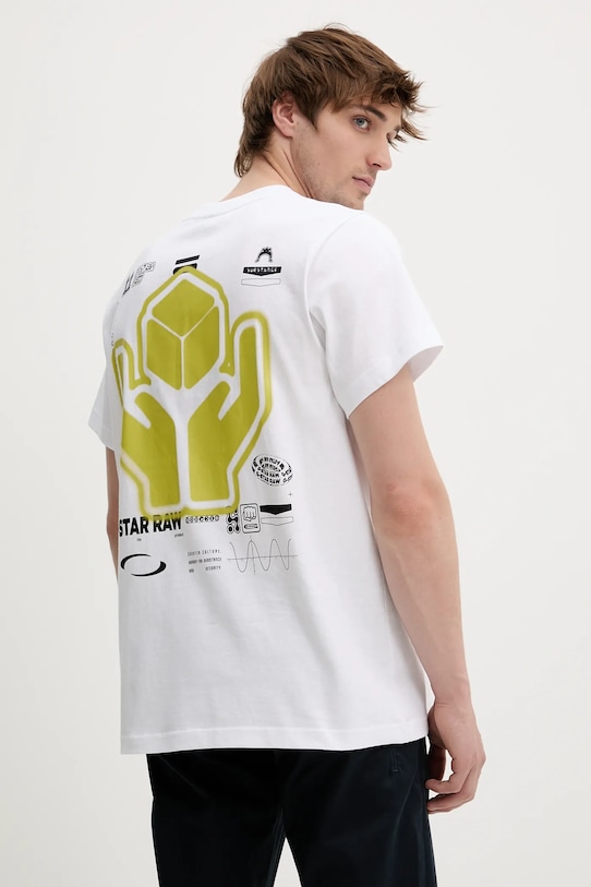 G-Star tricou din bumbac print alb D26046.C336