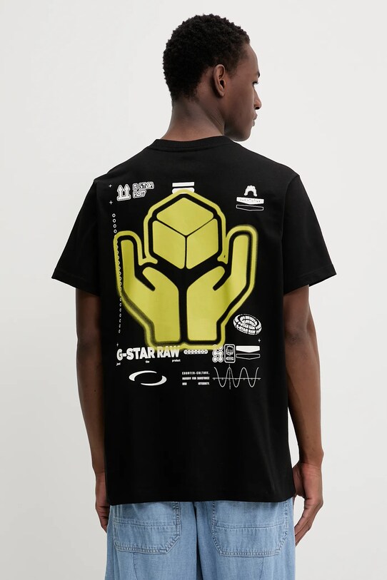 t-shirt bawełniany nadruk czarny D26046.C336