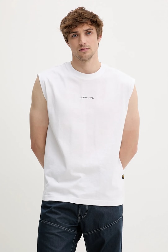 G-Star t-shirt bawełniany nadruk biały D26028.C336
