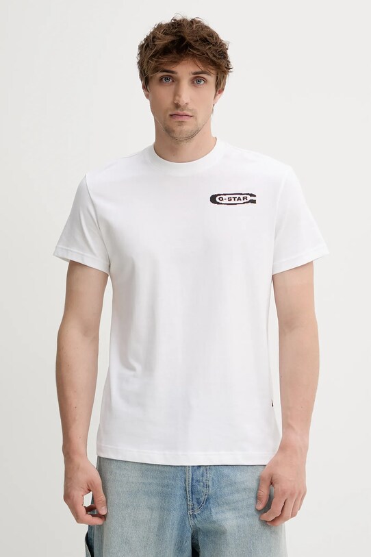 G-Star tricou din bumbac print alb D26047.C336